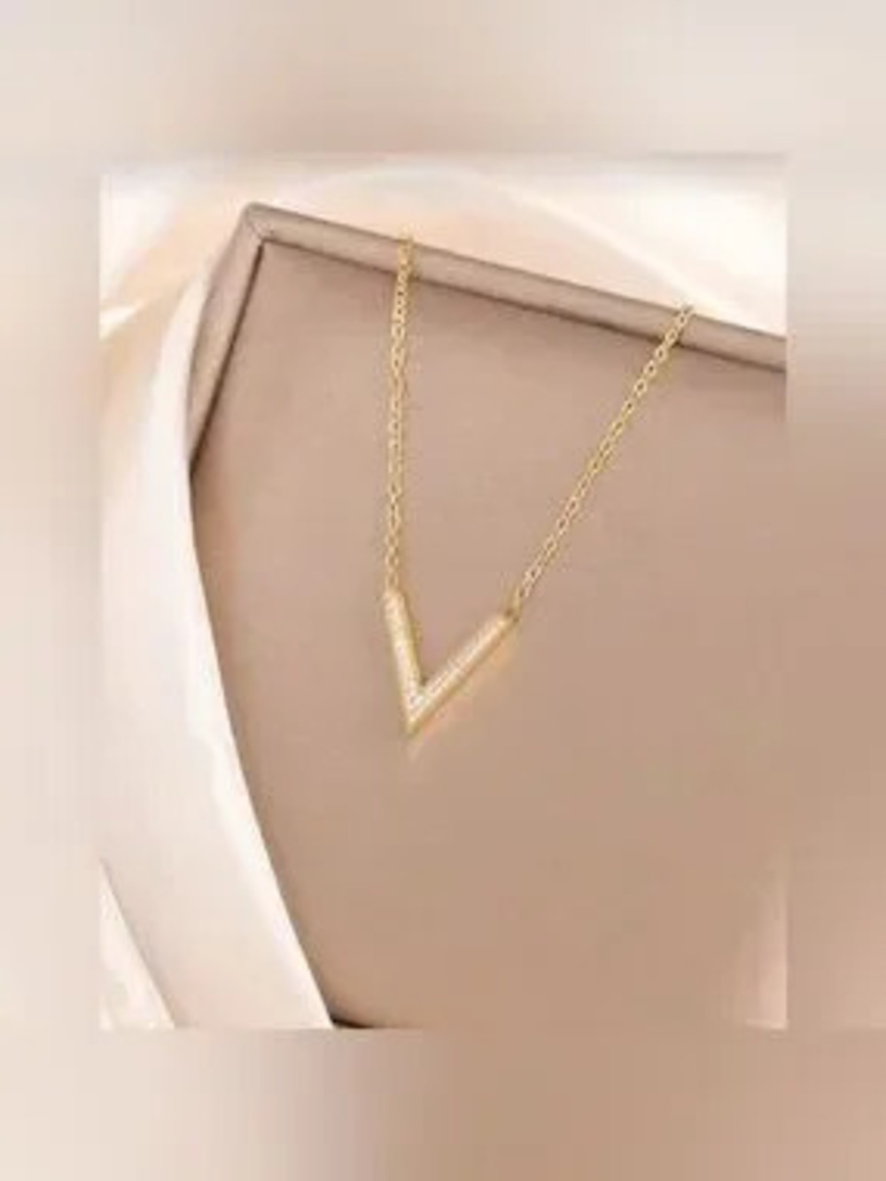 Gold Plated Stainless Steel V-Shaped Pendant Necklace